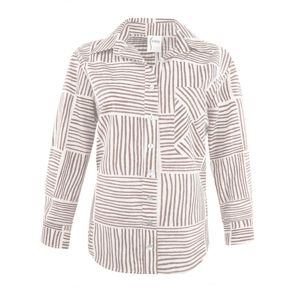 NEW FINLEY women's andie boyfriend shirt in gold